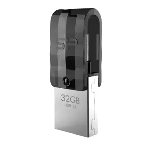 "Silicon Power Mobile C31", 32 GB, A tipo USB / C tipo USB, 3.2 Gen 1 (3.1 Gen 1), pasukamas, 3,3 g, juodas, sidabrinis