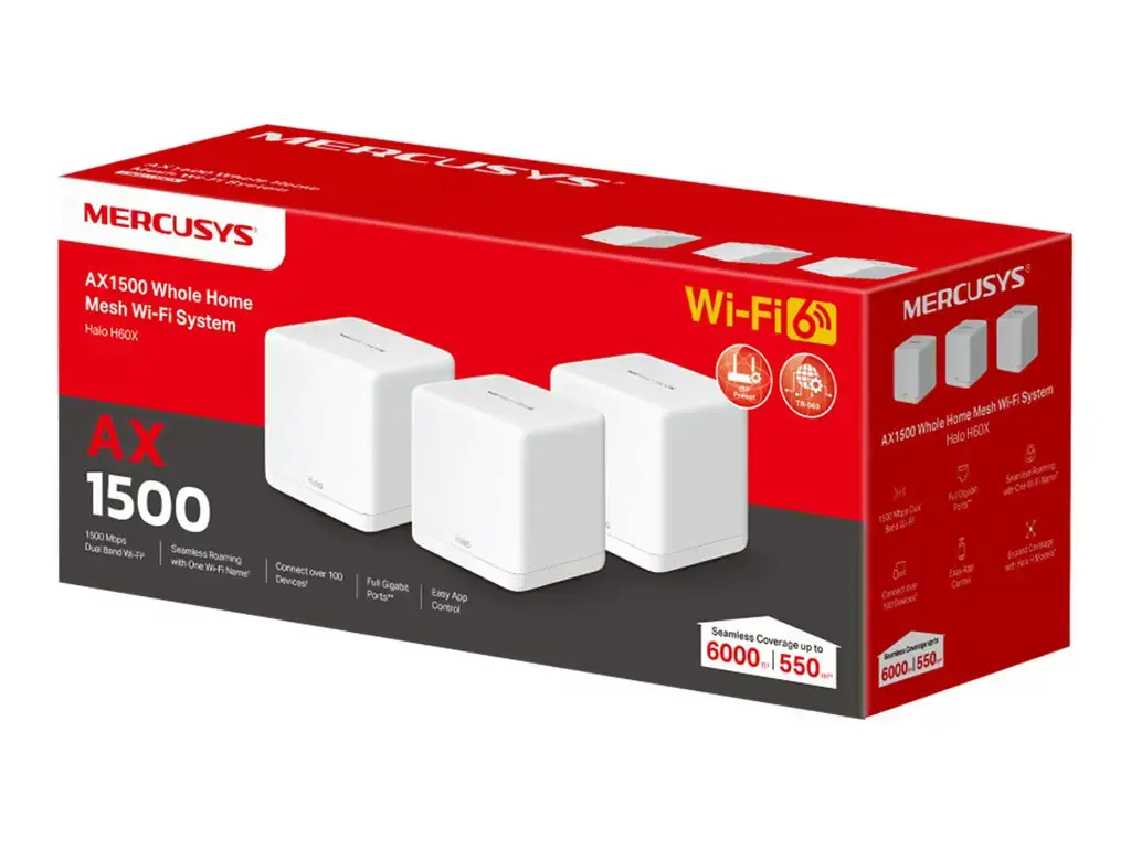 "Mercusys Halo H90X AX6000 Whole Home Mesh WiFi 6" sistema "Mercusys