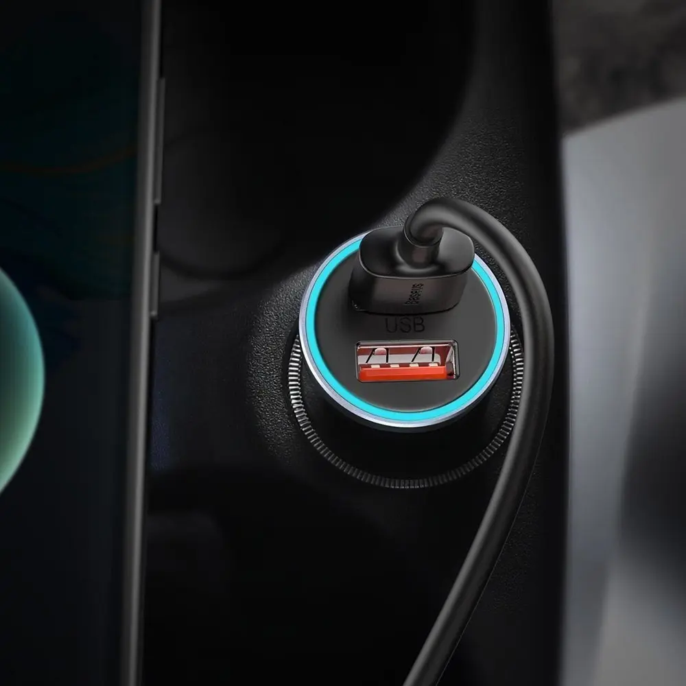 "Baseus Golden Contactor Pro" greitasis automobilinis įkroviklis 2x USB 40 W greitojo įkrovimo SCP FCP AFC + USB laidas - C tipo USB pilkos spalvos (pilka)