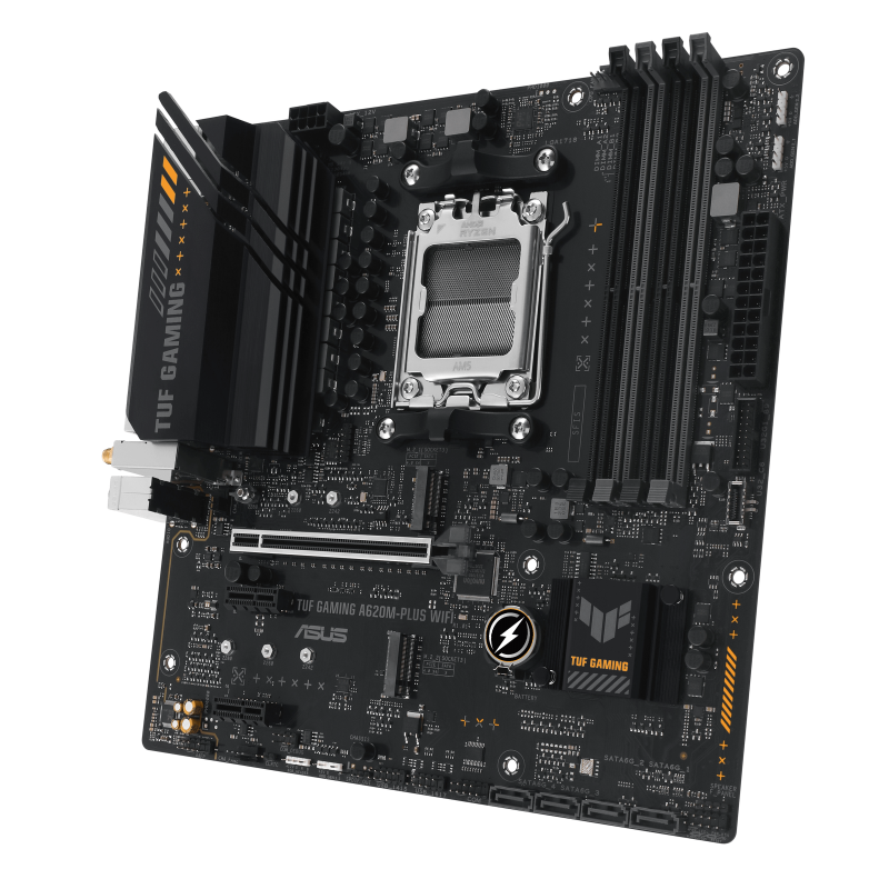 ASUS TUF GAMING A620M-PLUS WIFI, AMD, "Socket AM5", "AMD Ryzen 5 7th Gen", "AMD Ryzen 7 7th Gen", "AMD Ryzen 9 7th Gen", DDR5-SDRAM, 128 GB, dviejų kanalų
