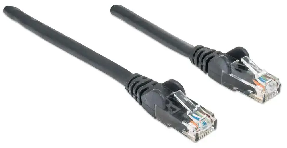 INTELLINET tinklo kabelis Cat6 U/UTP 3,0 m 10 pėdų juodas RJ-45 vyriškas / RJ-45 vyriškas paauksuoti kontaktai Polybag