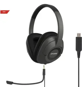 "Koss" ausinės SB42 USB laidinės, ant ausų, su mikrofonu, A tipo USB, juodos/pilkos spalvos