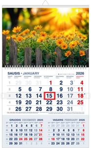 Pakabinamas kalendorius SAULĖS PRISILIETIMAS 2026, trys viename