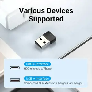 "Vention" USB 2.0 vyriškos ir USB-C moteriškos lyties adapteris Juodas PVC tipas, USB A, USB C, juodas
