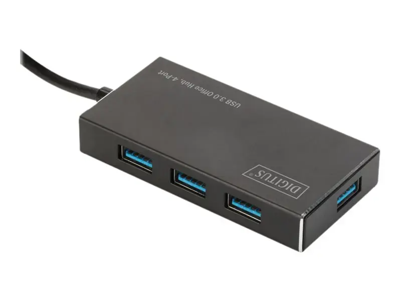 DIGITUS USB 3.0 šakotuvas 4 prievadai su 5V/2A maitinimo šaltiniu Aliuminio korpusas