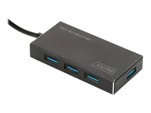 DIGITUS USB 3.0 šakotuvas 4 prievadai su 5V/2A maitinimo šaltiniu Aliuminio korpusas