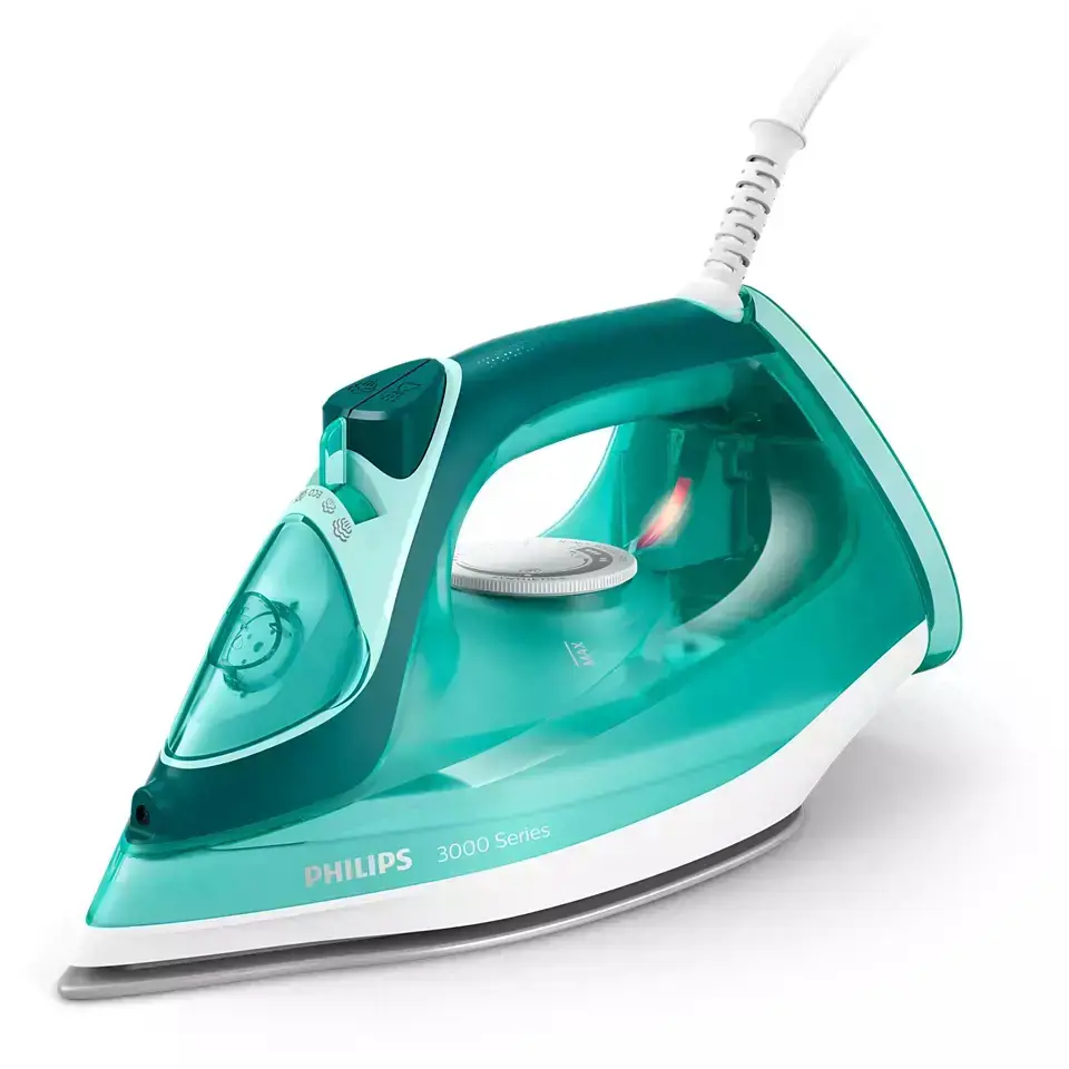 "Philips" 3000 serijos garinis lygintuvas 2400 W, garinis lygintuvas, keraminis padas, 1,9 m, 180 g/min, turkio spalvos, 40 g/min
