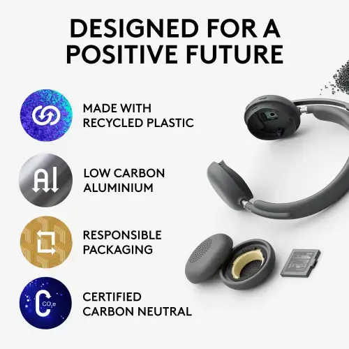 Logitech Zone Wireless 2 UC Belaidės ausinės, USB-C, USB-C Bluetooth receiver, Graphite