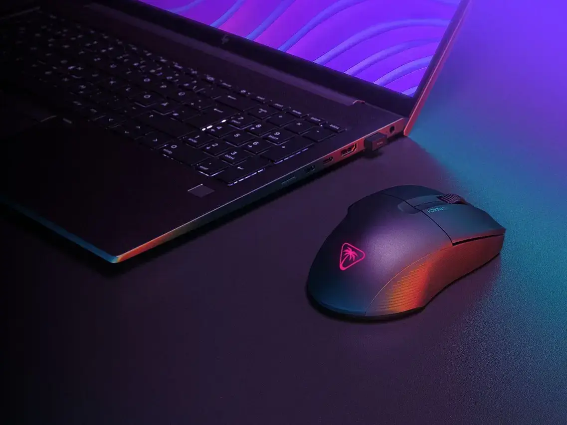 Turtle Beach Pure Air - Ultra-Light Wireless Ergonomic RGB Gaming Mouse, 26K DPI Optical Sensor, 125 hour Battery, Dual Wireless System, TITAN Optical Switches, Bluetooth, RGB Illumination. Semi-translucent Black, Right-hand, Optical, RF Wireless + Bluetooth, 26000 DPI, Black, Translucent