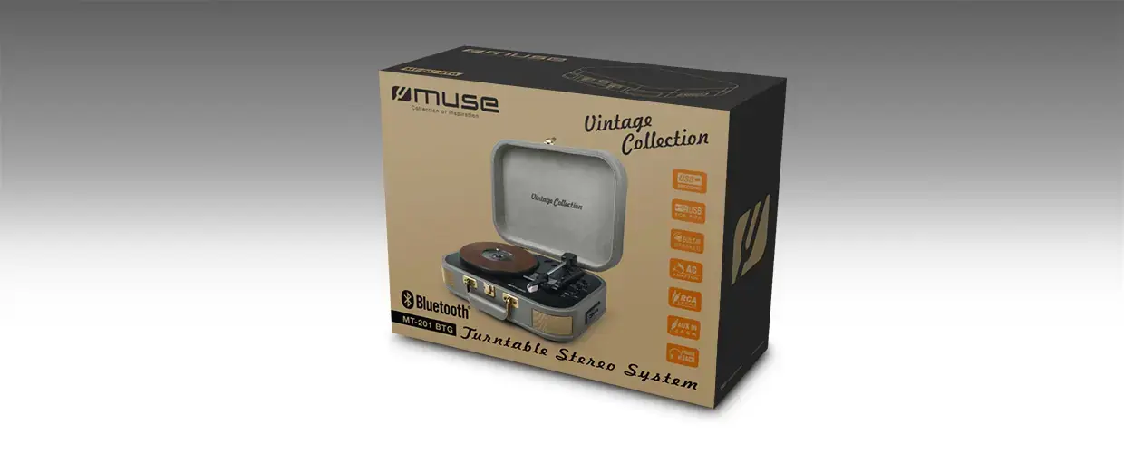 "Muse" patefonų stereosistema MT-201 BTG USB prievadas, AUX įvestis, 2x5 W