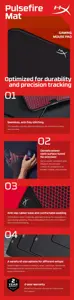 "HyperX Pulsefire Mat" - Žaidimų pelės kilimėlis - medžiaginis (XL), juodas, vienspalvis, medžiaginis, guminis, žaidimų pelės kilimėlis