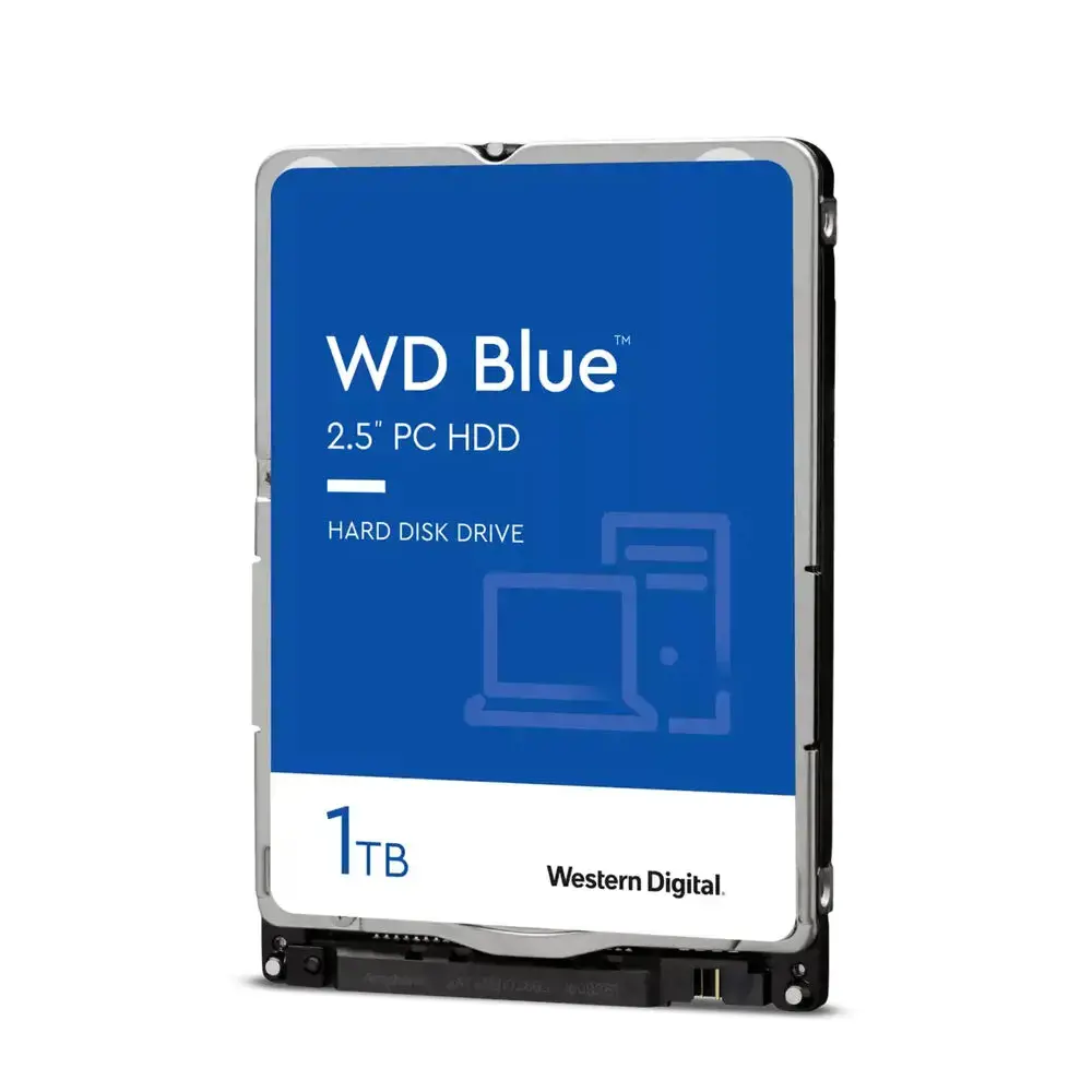 "WD Blue Mobile" 1 TB kietasis diskas 5400 aps./min. SATA Serial ATA 6 Gb/s 128 MB spartinančioji atmintinė 2,5 colio 7 mm aukščio RoHS reikalavimus atitinkantis vidinis Nefasuotas