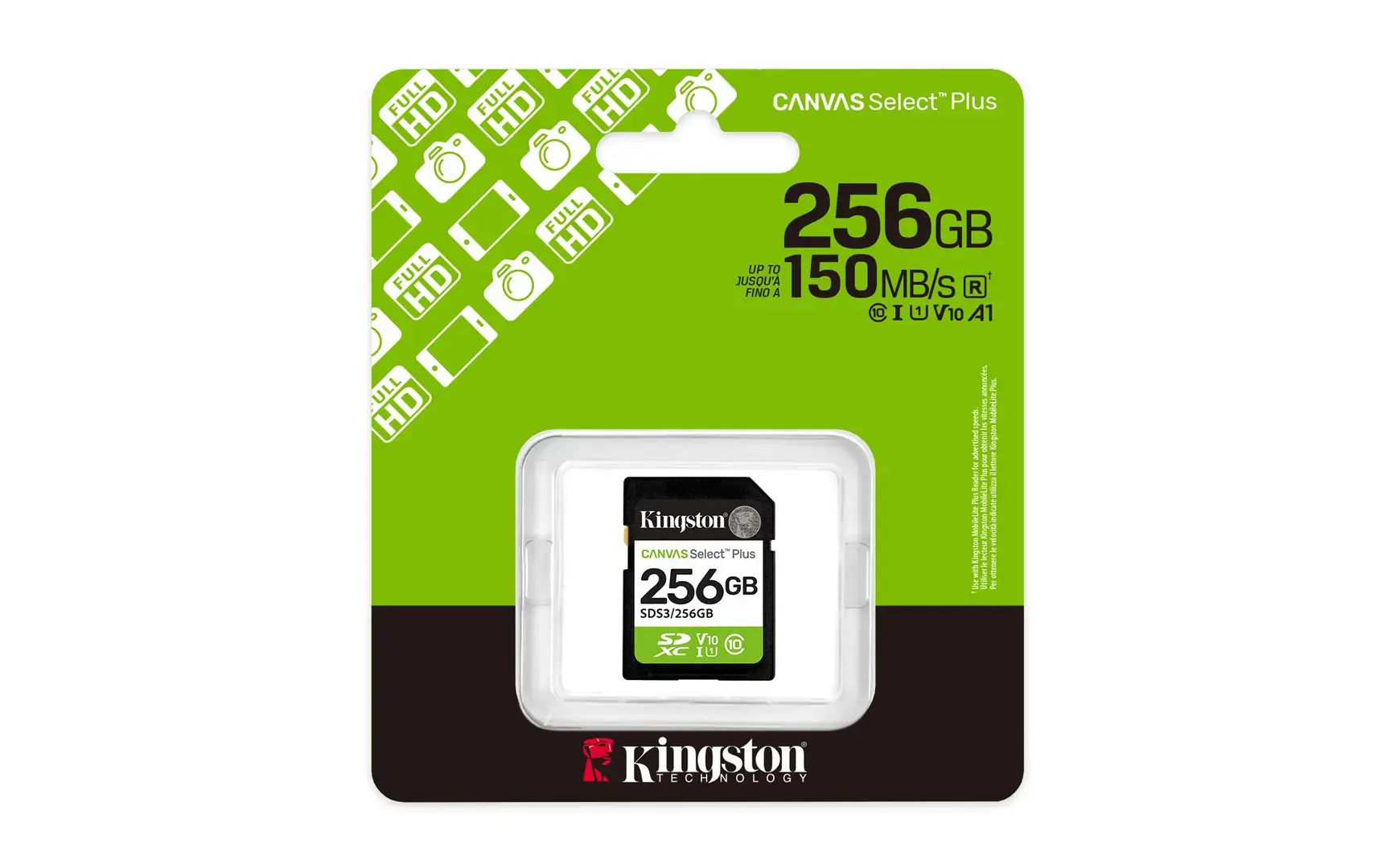 Kingston Canvas Select Plus | 256 GB | SD | Flash memory class Class 10, UHS-I, U1/U3, Video Class 10/30