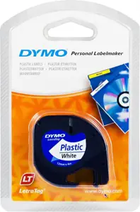Juostelė DYMO LetraTag 12mm x 4m, plastikinė, juoda ant balto / S0721660 91221