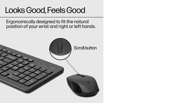 HP 330 belaidės pelės ir klaviatūros derinys, pilno dydžio (100%), RF belaidis, juodas, pelė pridedama