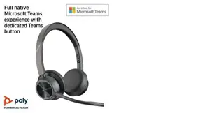 POLY Voyager 4320 Microsoft Teams Certified USB-A Headset +BT700 dongle, Wired & Wireless, Office/Call center, 20 - 20000 Hz, 162 g, Headset, Black
