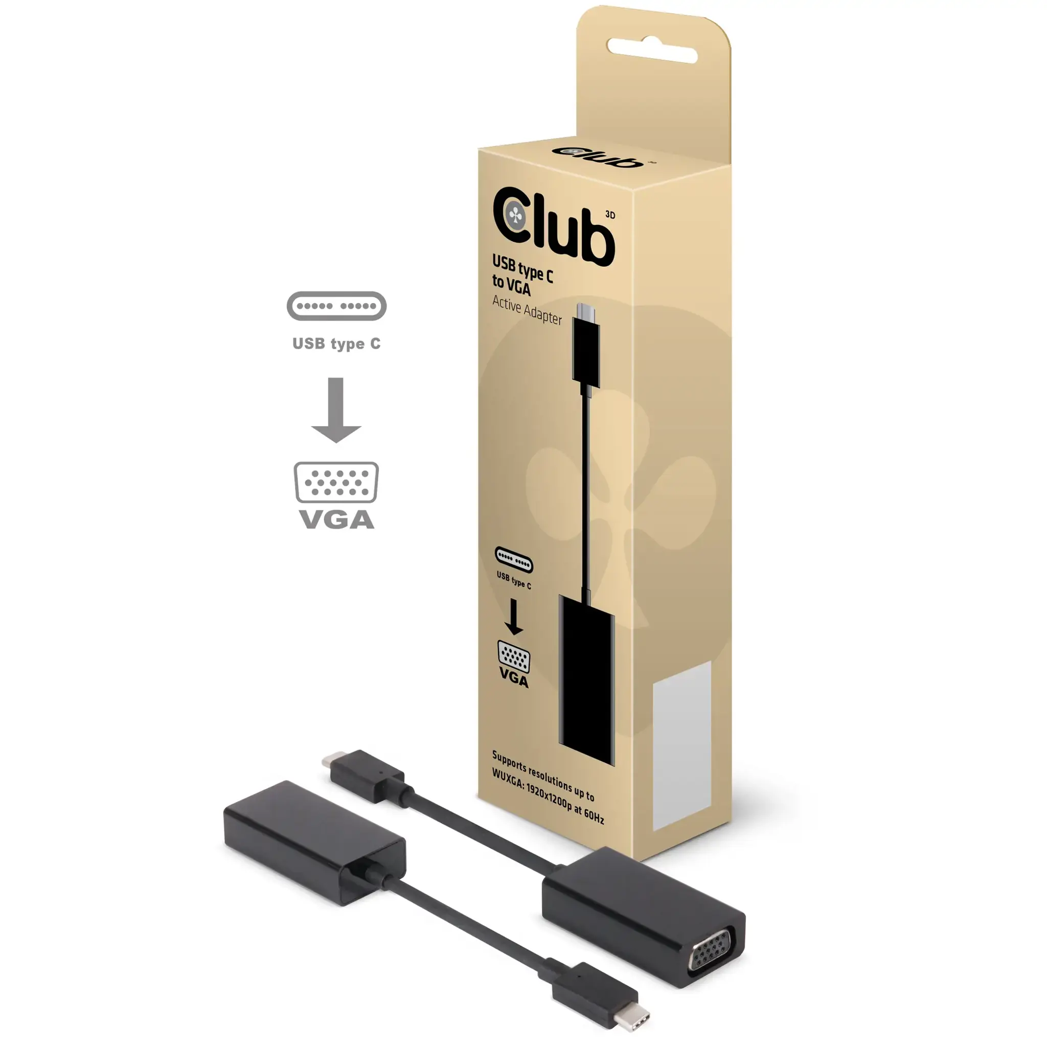 CLUB 3D USB3.1 C TO VGA ACTIVE
