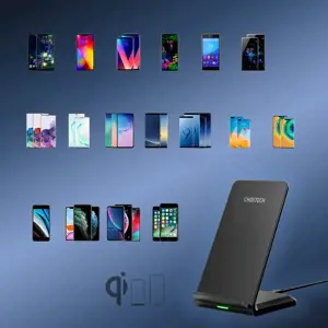 Choetech two-coil fast wireless charger 15W stand black + 1.2m micro USB cable (T524-F)