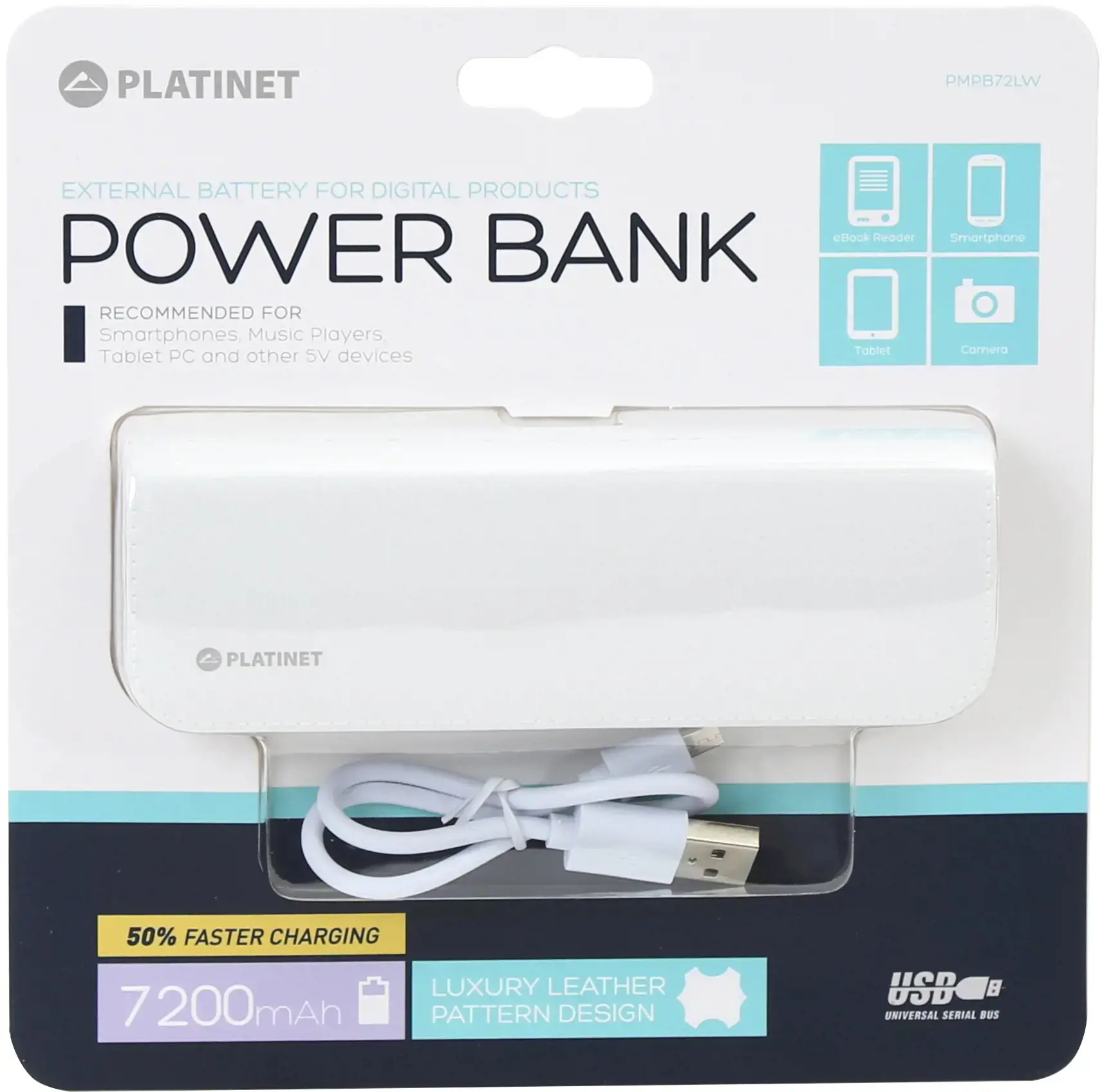 Platinet maitinimo bankas Odinis 7200 mAh, baltas (43415)