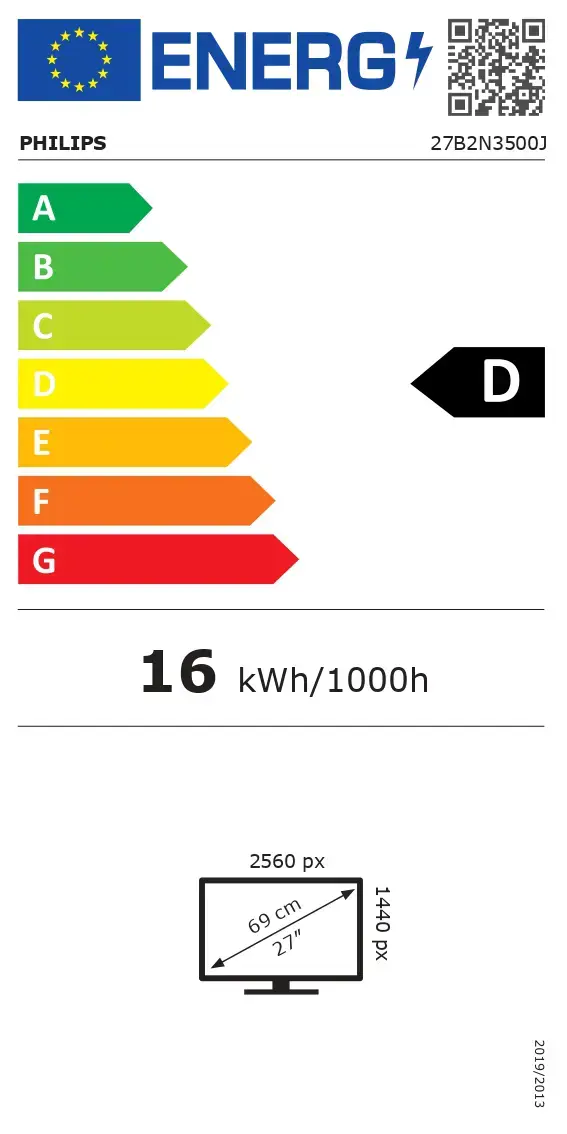 Philips 27B2N3500J/00 | 27 " | IPS | QHD | 16:9 | 120 Hz | 4 ms | 2560 x 1440 pixels | 350 cd/m² | HDMI ports quantity 2 | Black
