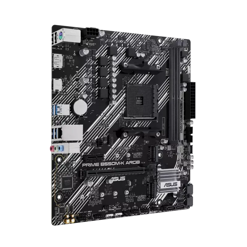 ASUS PRIME B550M-K ARGB, AMD, Socket AM4, DDR4-SDRAM, 64 GB, DIMM, dviejų kanalų