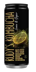 Gaivusis arbatos gėrimas RUDY'S Kombucha, citrinų ir imbierų skonio, 0,33 l, skardinė