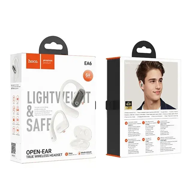 Hoco EA6 Headset Wireless Open-Ear Connectivity/Music Bluetooth White