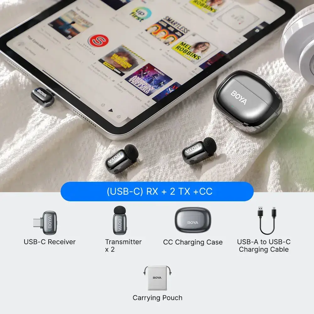Boya wireless microphone mini 2-02 USB-C, lunar silver