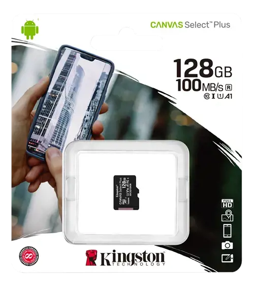 Kingston 128GB microSDXC Canvas Select Plus 100R A1 C10 Single Pack w/o ADP EAN: 740617299076