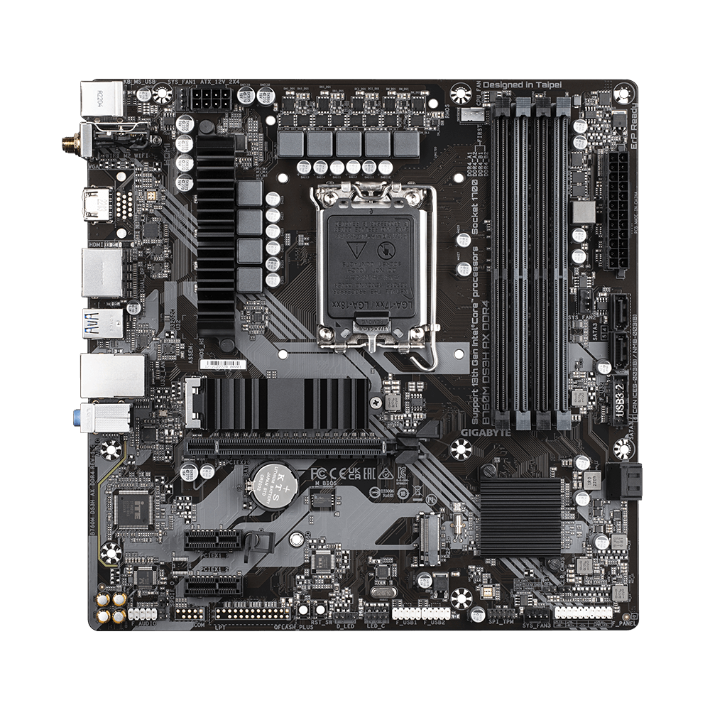 Gigabyte B760M DS3H AX DDR4, "Intel", LGA 1700, "Intel® Celeron®", "Intel® Core™ i3", "Intel® Core™ i5", "Intel® Core™ i7", "Intel® Core™ i9",..., LGA 1700, DDR4-SDRAM, 128 GB