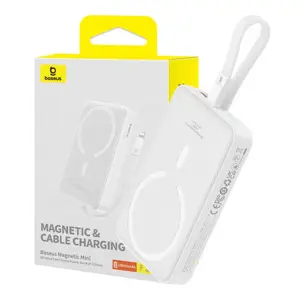 Maitinimo baterija "Baseus Magnetic Mini" 10000 mAh, USB-C 20W MagSafe (balta)