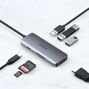 Choetech 7in1 multifunctional USB Type C HUB - 3x USB 3.2 Gen 1 | SD and TF memory card reader | HDMI 4K 30Hz | USB Type C gray (HUB-M19 gray)