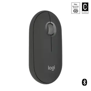 "Logitech Pebble 2 M350s", dvipusis, optinis, RF belaidis + "Bluetooth", 4000 DPI, grafito spalvos