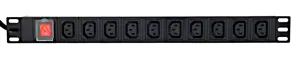 GEMBIRD Power Distribution Unit PDU 10pcs C13 Sockets 1U 16A C19 Plug 2m Cable