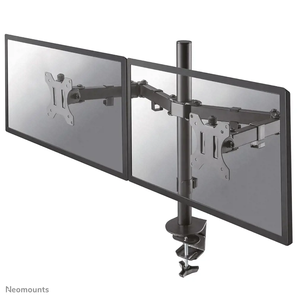 NEOMOUNTS BY NEWSTAR Monitor Dual-DeskMount 10-32inch clamp/grommet Full motion Tilt Swivel Pivot juoda