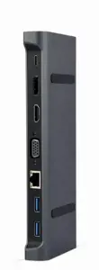 GEMBIRD A-CM-COMBO9-02 C tipo USB 9in1 daugiaprievadų adapteris USB Hub3.0 + HDMI + DisplayPort + V…