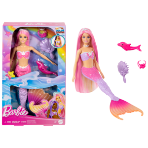Barbie A Touch of Magic “Malibu” Mermaid Doll with Color Change Feature, Pet Dolphin and Accessorie…