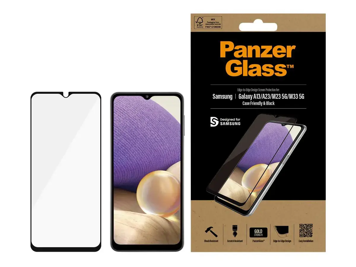 PanzerGlass ™ Samsung Galaxy A13 | A23 | A23 5G | M13 | M23 5G | M33 5G, Skaidri ekrano apsauga, Samsung, Samsung, Samsung - Galaxy A13, Samsung - Galaxy A13, Samsung - Galaxy M23 5G, Samsung - Galaxy M33 5G, Samsung - Galaxy A23, atspari įbrėžimams, atspari smūgiams, skaidri, 1 vnt.