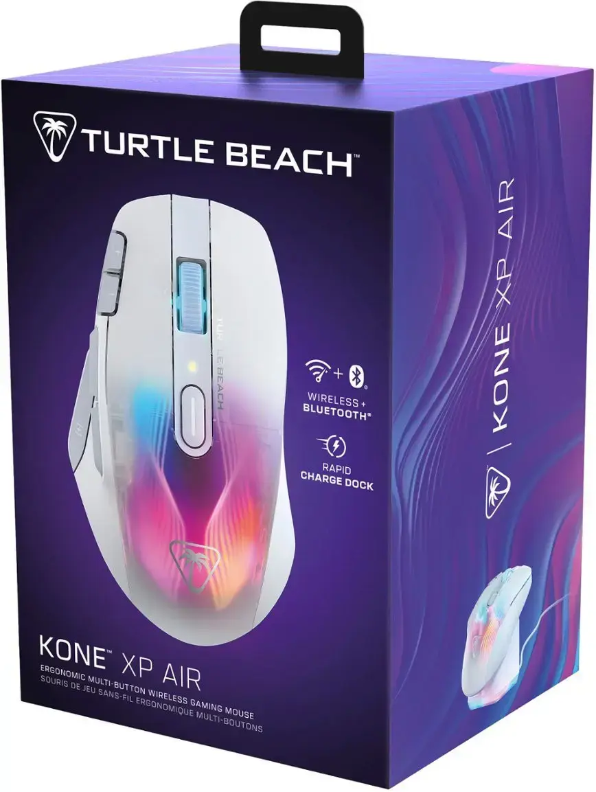 Turtle Beach Kone XP Air, Right-hand, Optical, RF Wireless + Bluetooth, 19000 DPI, White
