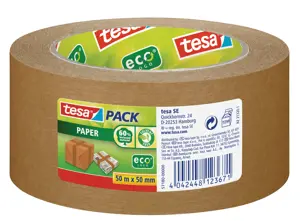 Popierinė pakavimo juosta TESA PACK Paper ECO Logo, 50mm x 50m, ruda