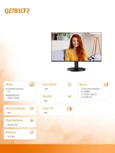 Monitor Q27B3CF2 27 inches IPS 100Hz HDMI USB-C HAS