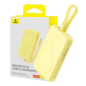 Maitinimo baterija Baseus Magnetic Mini 10000mAh, USB-C 20W MagSafe (geltona)