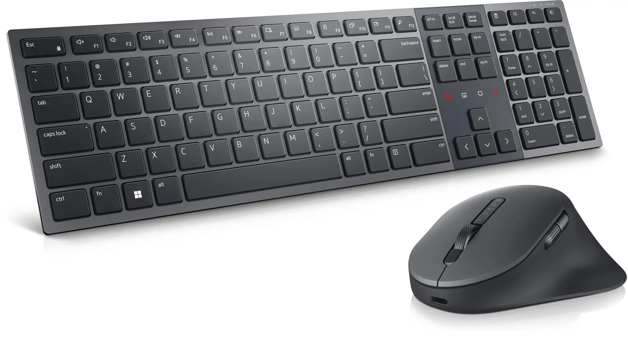 DELL KM900, Wireless, RF Wireless + Bluetooth, Scissor key switch, QWERTY, Graphite, Mouse included