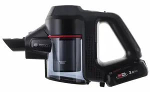 "Bosch" BBS712A, Be maišelio, Juodas, Nerūdijantis plienas, 0,3 l, Sausas, Plikos grindys, Kilimas, Kietos grindys, Laiptų pakopos, Minkštimas, Akumuliatoriaus lygis