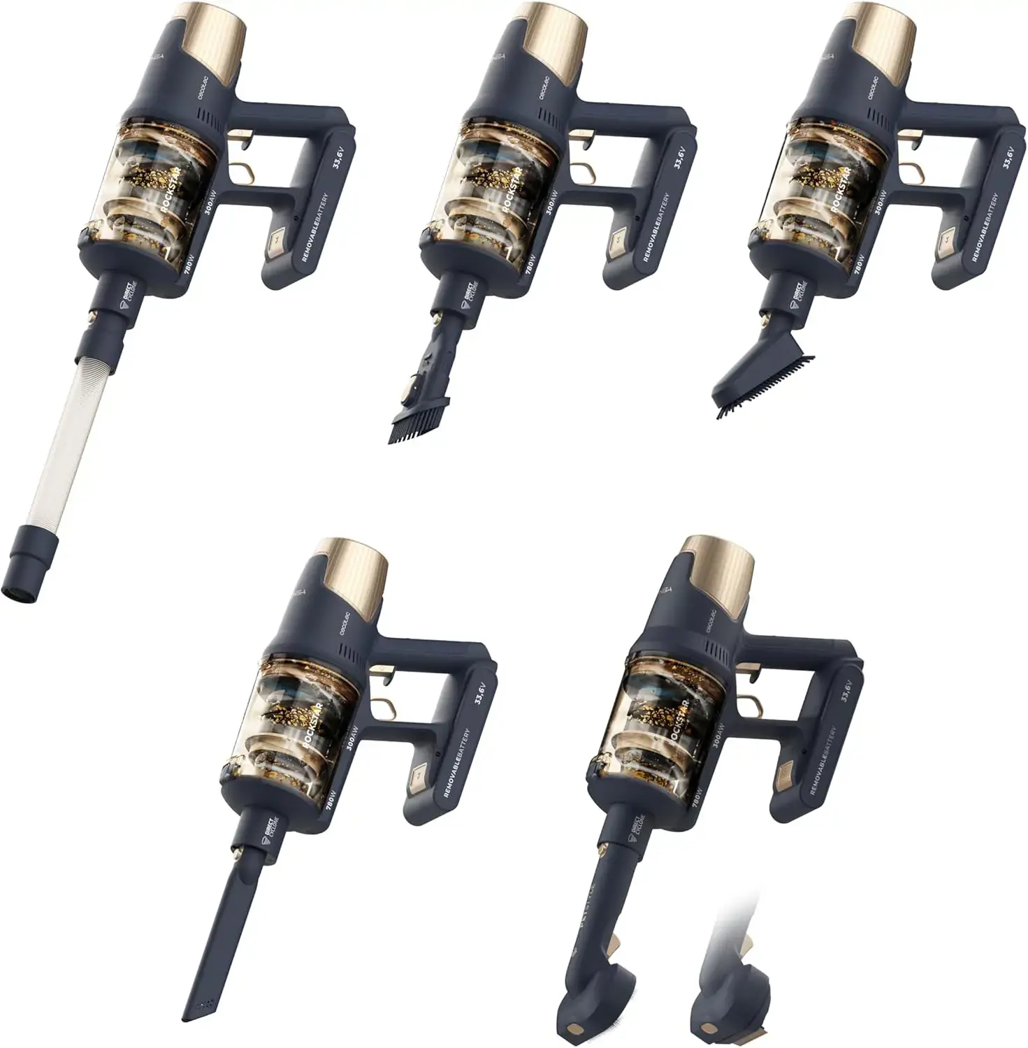 Cecotec Vacuum cleaner | Rockstar RX70 AquaPet Flex Conga | Cordless operating | Stick/handheld | 780 W | Operating time (max) 100 min | Blue/Gold