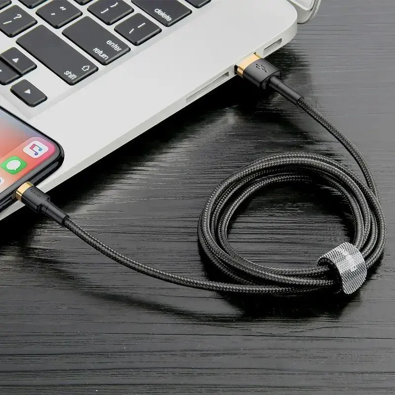 Baseus CALKLF-BV1 Cafule kabelis USB Lightning 2.4A | 1m auksas+juodas