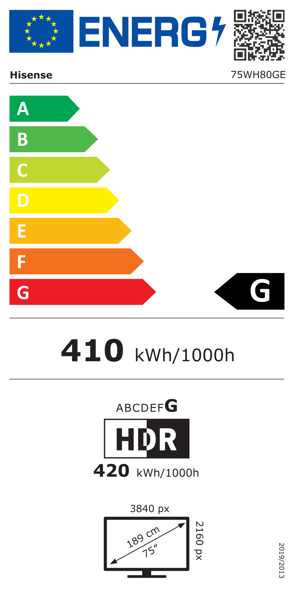 Hisense | Window Facing - High Brightness Display | 75WH80GE | 75 " | Landscape/Portrait | 24/7 | Android | Wi-Fi | 9 ms | 178 ° | 178 ° | 4000 cd/m²
