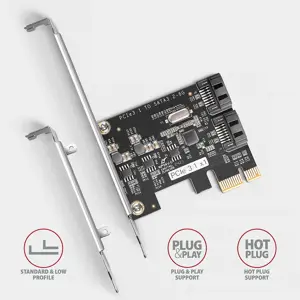 Axagon Two-channel SATA III PCI-Express controller with two internal SATA port outputs. Standard & Low profile.