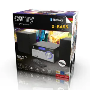 "Camry" mini Hi-Fi bokštas .CR 1173 Garsiakalbiai, "Bluetooth", 28 W, FM/AM, USB jungtis