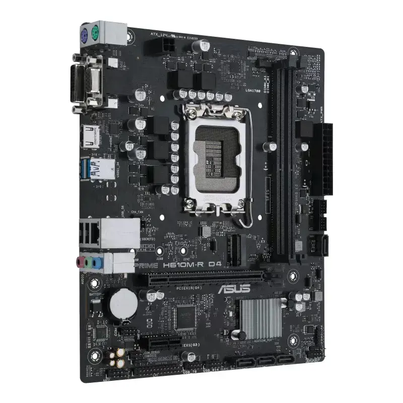 ASUS PRIME H610M-R D4, "Intel", LGA 1700, "Intel® Celeron®", "Intel® Core™ i3", "Intel® Core™ i5", "Intel® Core™ i7", "Intel® Core™ i9", "Intel Pentium G", LGA 1700, DDR4-SDRAM, 64 GB